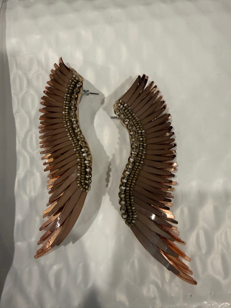 Mignonne Gavigan Copper Wing Beaded Statement Earrings 115$